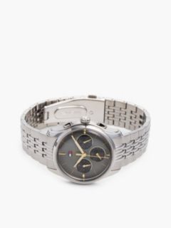 Black Dial Gold-Plated Chronograph Watch — Silver 3