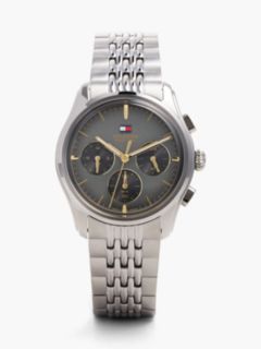Black Dial Gold-Plated Chronograph Watch — Silver 1