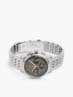 Green Dial Rose Gold-Plated Chronograph Watch — Silver 3