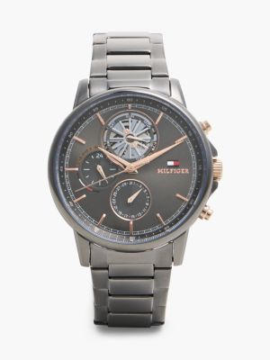 grey gunmetal rose gold-plated chronograph watch for men tommy hilfiger