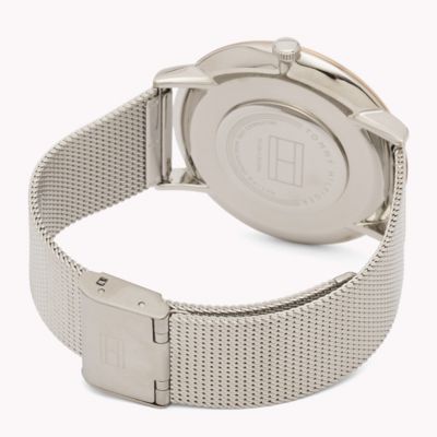 tommy hilfiger men's stainless steel mesh strap watch