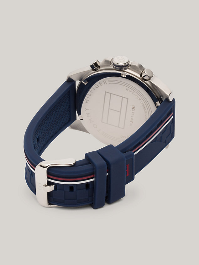 blue waterdicht horloge met signature-band voor heren - tommy hilfiger