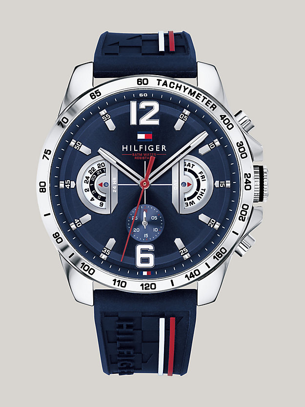 blue signature strap water-resistant watch for men tommy hilfiger