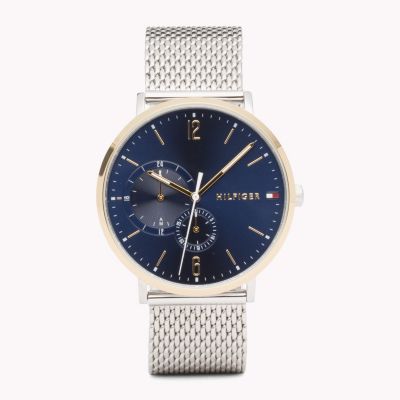 tommy hilfiger men's stainless steel mesh strap watch