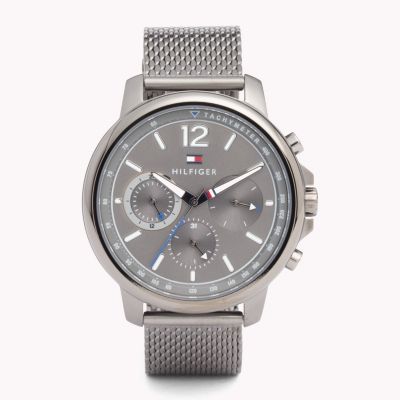 Orologio Con Cinturino A Rete Color Grigio Canna Di Fucile