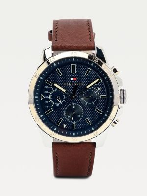 tommy hilfiger watch brown leather strap