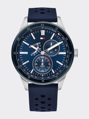 tommy hilfiger men's blue silicone strap watch