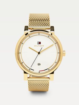 tommy hilfiger gold plated bracelet watch