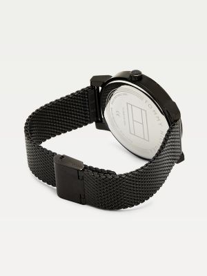 tommy hilfiger black mesh watch