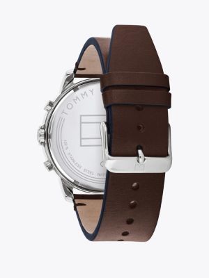 reloj de acero inoxidable marrón de hombres tommy hilfiger