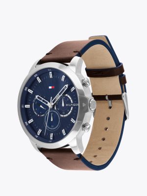reloj de acero inoxidable marrón de hombres tommy hilfiger