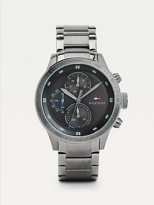 grau kettenglied-armbanduhr in gunmetal-grau für herren - tommy hilfiger