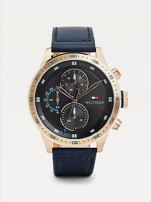 blue ion carnation gold-plated watch for men tommy hilfiger