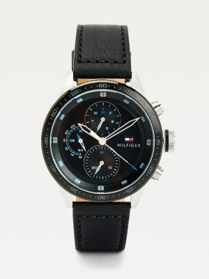 Multi-Function Black Leather Strap Watch | BLACK Hilfiger