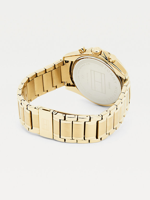 gold yellow gold-plated chain-link watch for men tommy hilfiger
