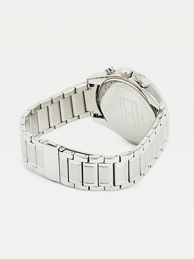 silver stainless steel chain-link watch for men tommy hilfiger