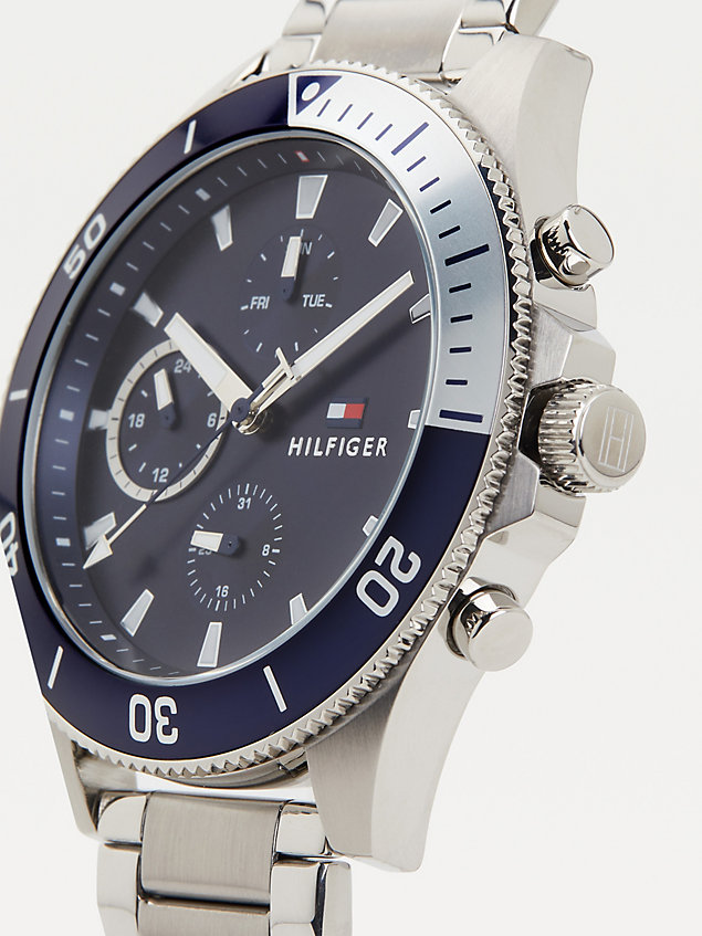 blue stainless steel multifunction blue watch for men tommy hilfiger