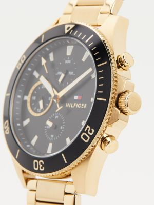 gold vergoldete multifunktions-armbanduhr für herren - tommy hilfiger