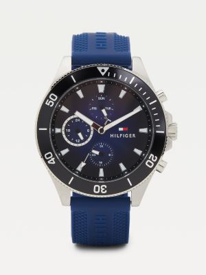 reloj con correa azul de silicona blue de hombres tommy hilfiger