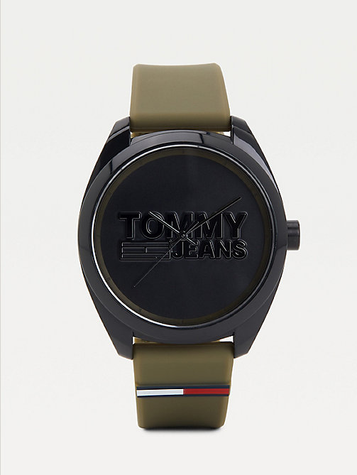 green green rubber strap watch for men tommy jeans