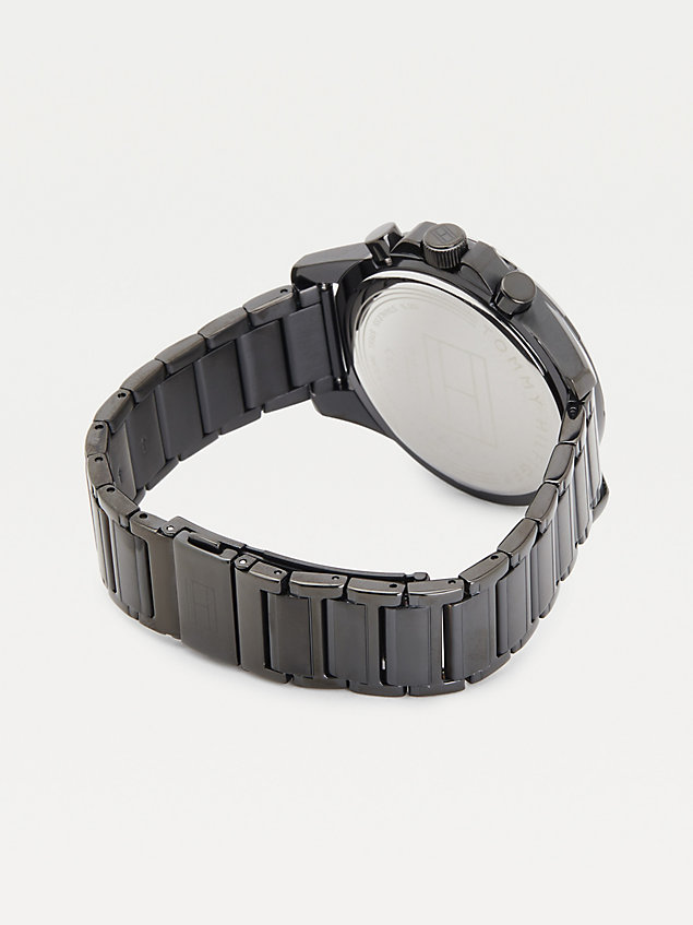 reloj negro con brazalete de eslabones black de hombre tommy hilfiger