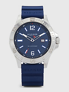 blue blue silicone strap explorer watch for men tommy hilfiger