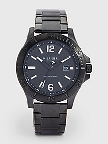 czarny czarny zegarek explorer na bransolecie dla mężczyźni - tommy hilfiger