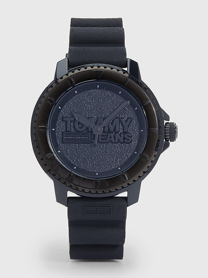 tommy.com | Zwart Horloge met Getextureerde Wijzerplaat