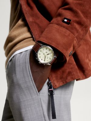 Brown Leather Strap Watch BROWN Tommy Hilfiger