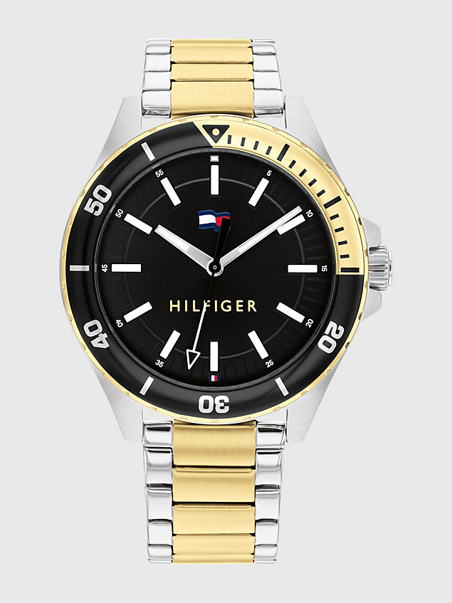 silver two-tone stainless steel chain-link watch for men tommy hilfiger