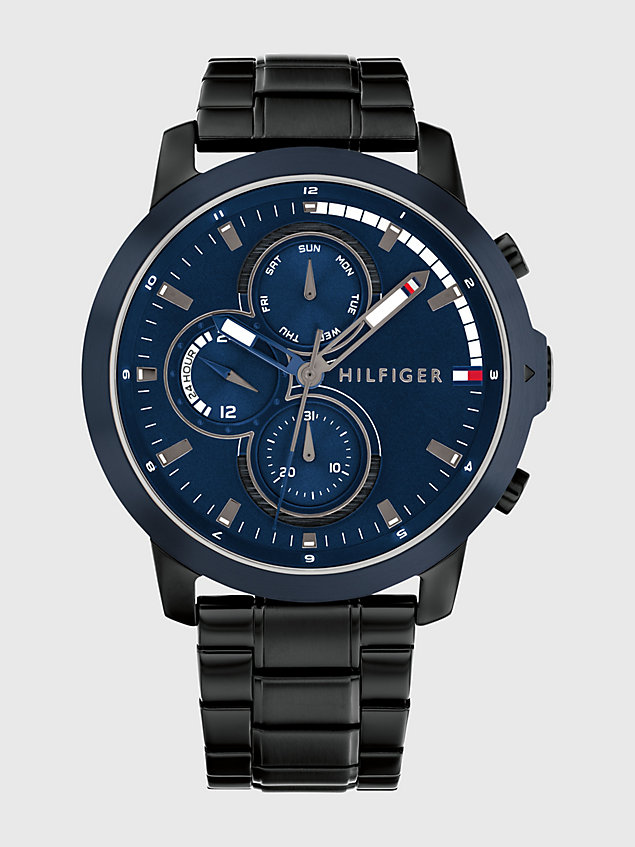 black blauw geïoniseerd horloge met subdials voor heren - tommy hilfiger