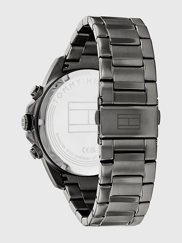 grey szary zegarek z subtarczami i matową powłoką dla mężczyźni - tommy hilfiger