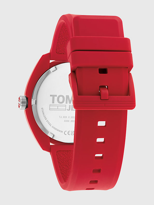 red red silicone strap watch for men tommy hilfiger