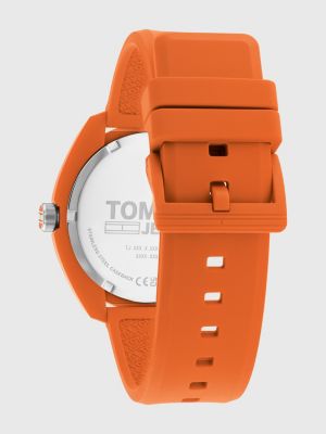 montre à bracelet en silicone orange orange pour hommes tommy hilfiger