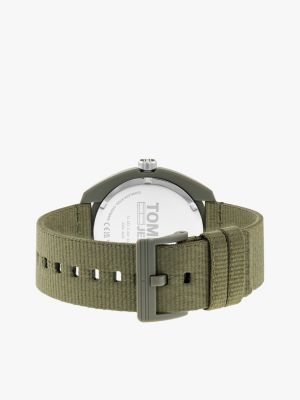 grün grüne silikon-uhr mit textilarmband für herren - tommy hilfiger