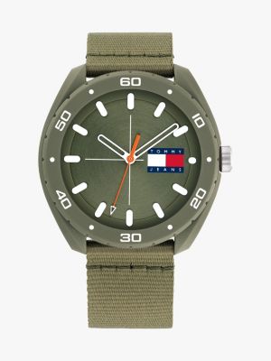 montre à bracelet en toile verte green pour hommes tommy hilfiger