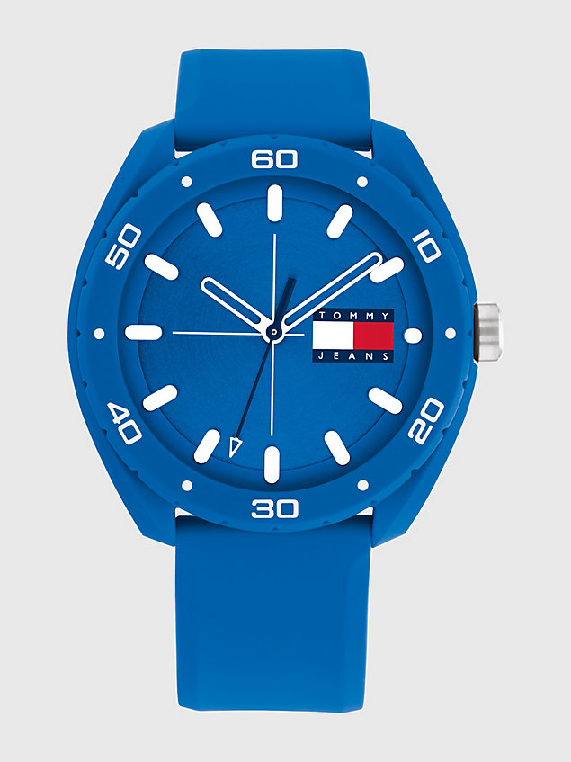 reloj con correa de silicona azul blue de hombre tommy hilfiger