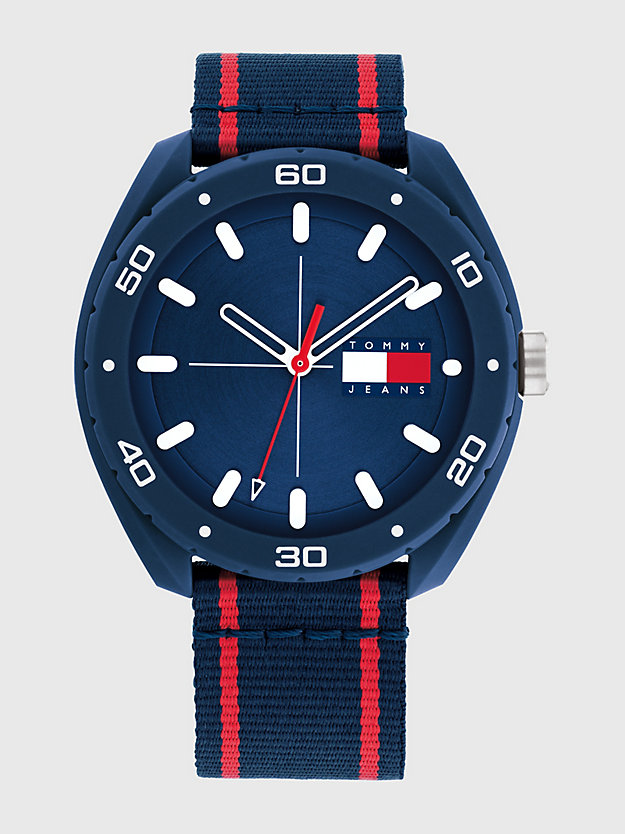 blue navy stripe silicone watch for men tommy hilfiger