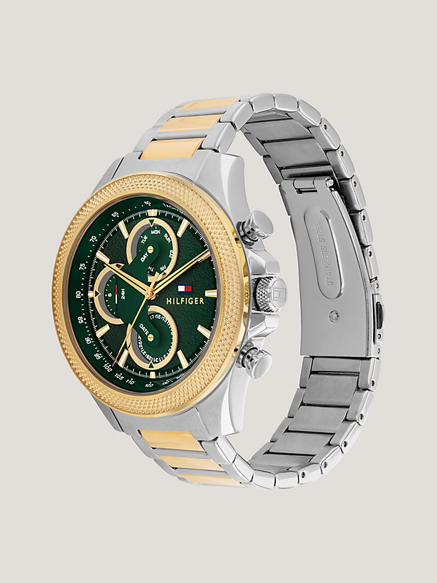 multi two-tone gold-plated sports watch for men tommy hilfiger