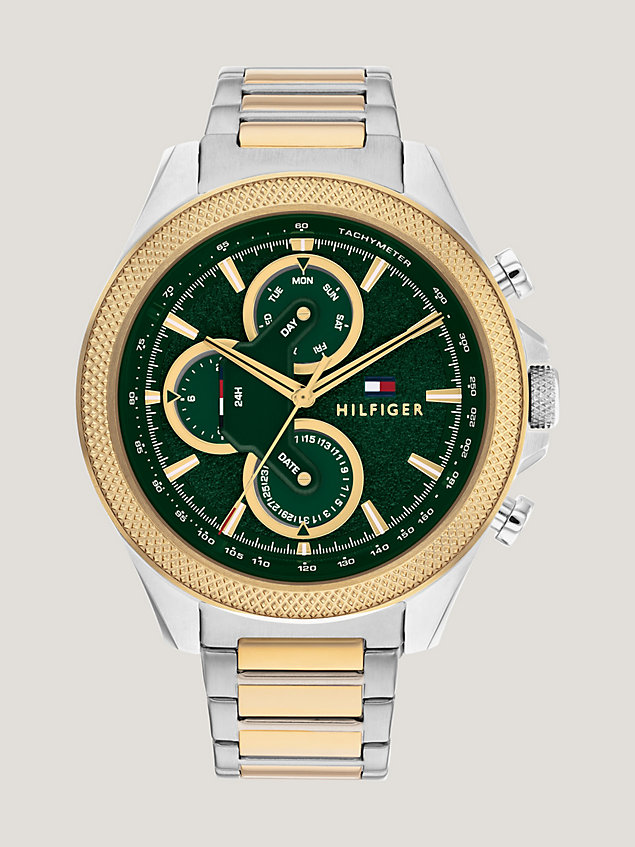 multi two-tone gold-plated sports watch for men tommy hilfiger