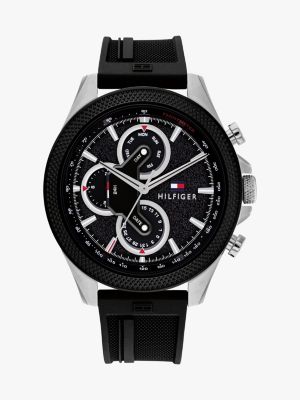 black black ionic-plated watch for men tommy hilfiger