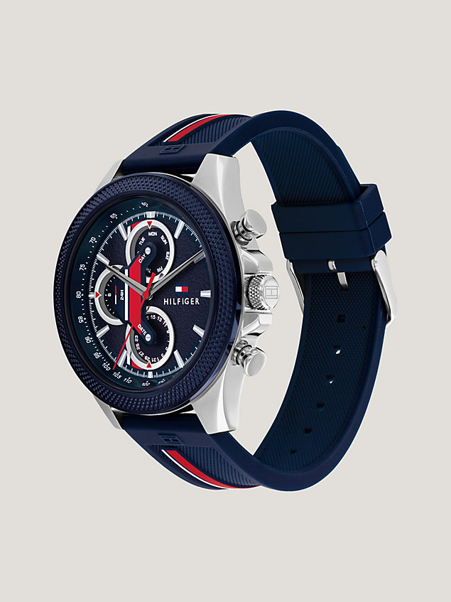 blue silicone strap signature sports watch for men tommy hilfiger