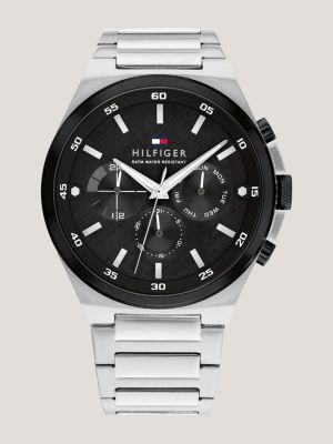 Stainless Steel Black Dial ChainLink Watch SILVER Tommy Hilfiger