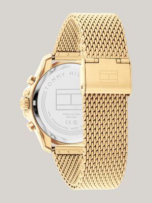 reloj deportivo con esfera verde gold de hombres tommy hilfiger