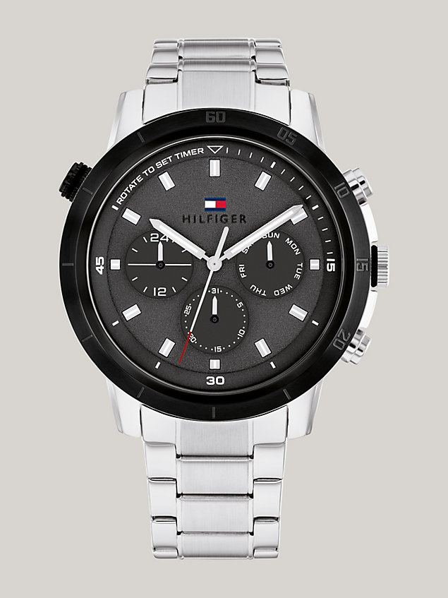 orologio sportivo con quadrante grigio scuro black da uomini tommy hilfiger