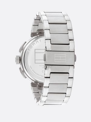 reloj de acero con brazalete de eslabones silver de hombres tommy hilfiger