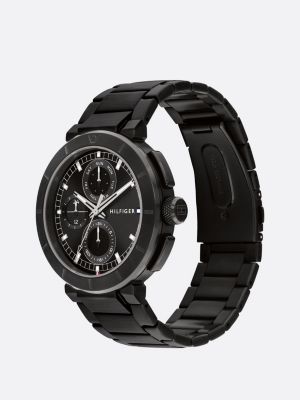 montre en acier inoxydable plaqué ion noir noir pour hommes tommy hilfiger