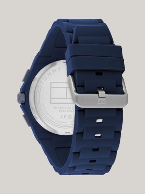 reloj con correa de silicona azul marino blue de hombres tommy hilfiger