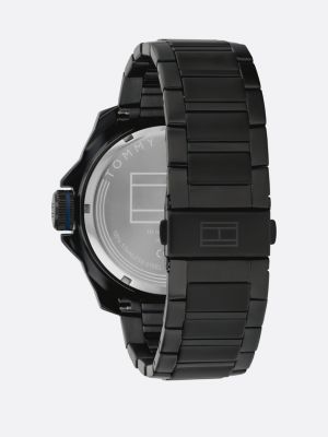 black ionic-plated black bracelet sports watch for men tommy hilfiger