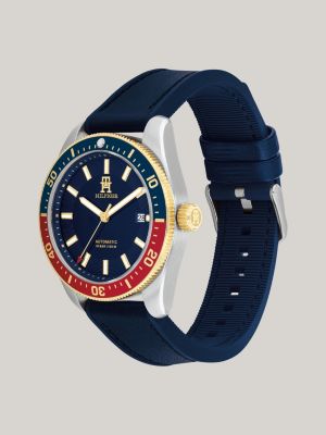 reloj de acero inoxidable bicolor negro de hombres tommy hilfiger